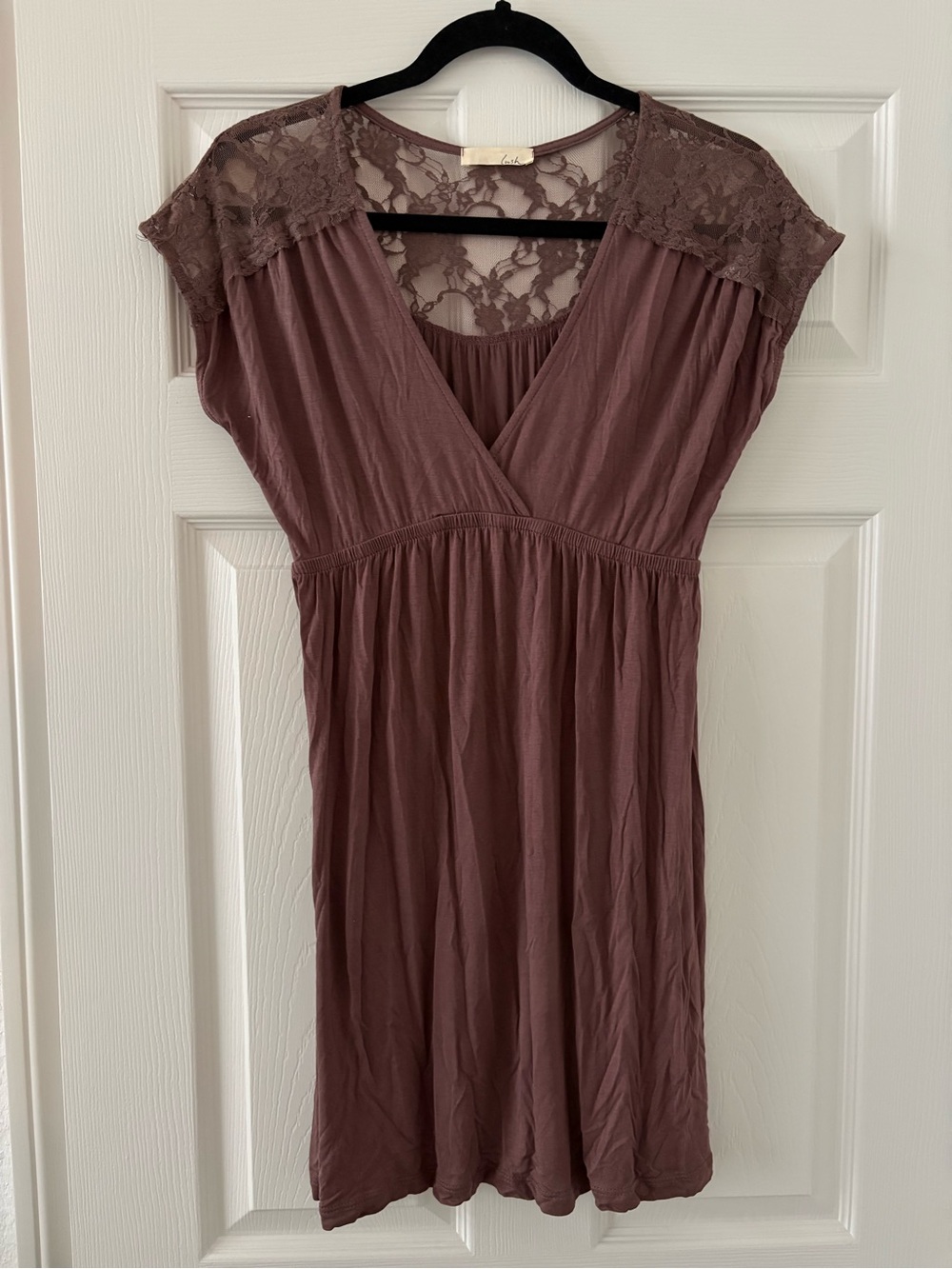 Lush Women’s Y2K Brown Mini Dress Lace Fairy Coquette High Waist Lightweight XS